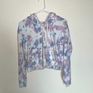 This stitch and pine, cropped, tie dyed, small sweatshirt